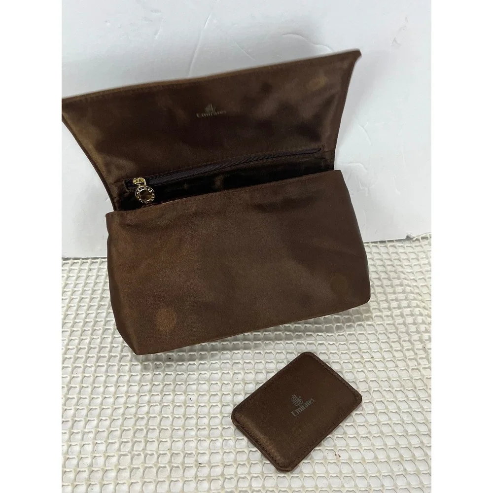 Emirates‎ Bulgari Brown Cosmetic Travel Pouch Bag Mirror Gold Ring